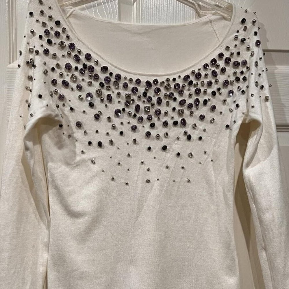 BOSTON PROPER EMBELLISHED SWEATER SIZE: XS